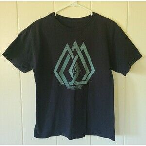 VOLCOM Mens Youth Sz S Stone Logo Graphic Basic Fit T-Shirt Black